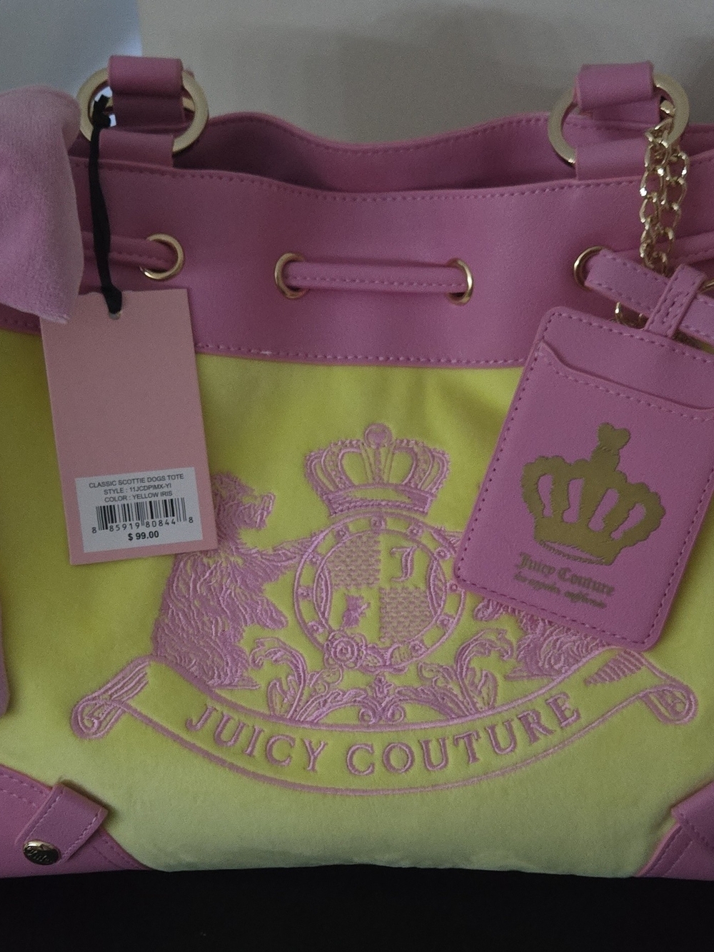 Juicy Couture Pink and Lemon Embroidered Tote